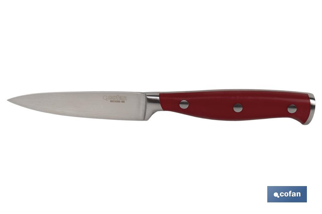 CUCHILLO PUNTILLA COCINERO HOJA 9cm MODELO AGUACEJO ROJO