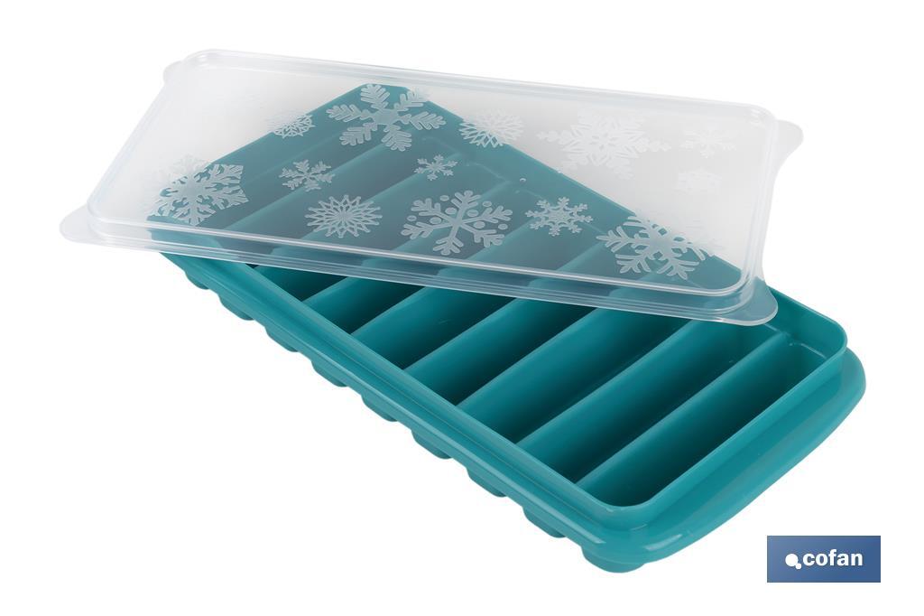 CUBITERA HIELO CON TAPA MODELO EVEREST COLOR TURQUESA 12.5X26X4CM VENTA UNITARIA