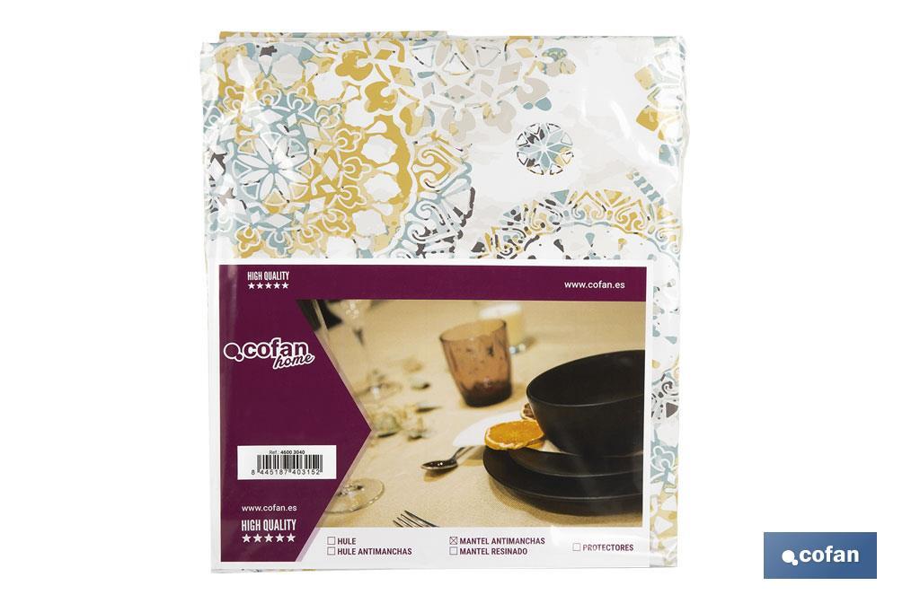 MANTEL ANTIMANCHAS MOSAICO CALIDO 1,40 X 2,00