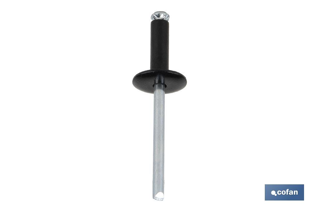 REMACHE FLOR CABEZA ANCHA NEGRO 4,8 X 16 MM (PACK: 250 UDS)