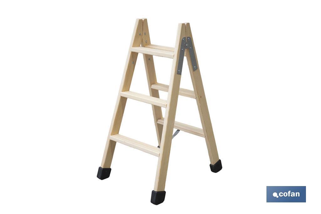 ESCALERA MADERA DOBLE 3 PELDAÑOS 0,75 M (PACK: 1 UDS) ESCALERA MADERA DOBLE 3 PELDAÑOS 0,75 M (PACK: 1 UDS)