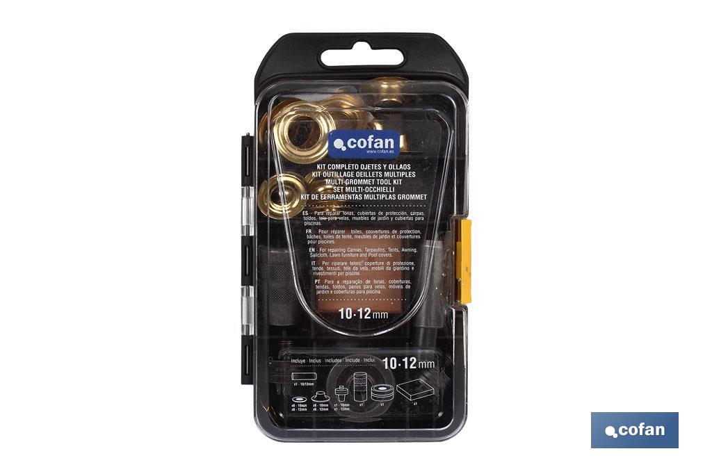 KIT COMPLETO OJETES Y OLLAOS EN 10 Y 12 mm (PACK: 1 UDS) KIT COMPLETO OJETES Y OLLAOS EN 10 Y 12 mm (PACK: 1 UDS)