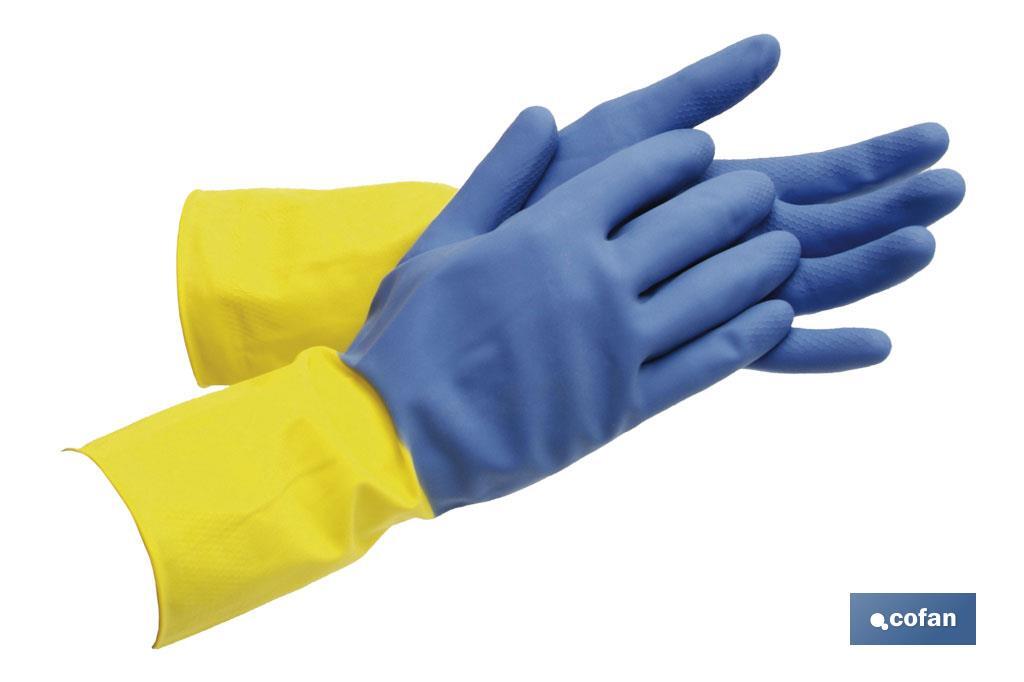 GUANTE BICOLOR LATEX REFORZADO T 9 (PACK: 12 UDS)