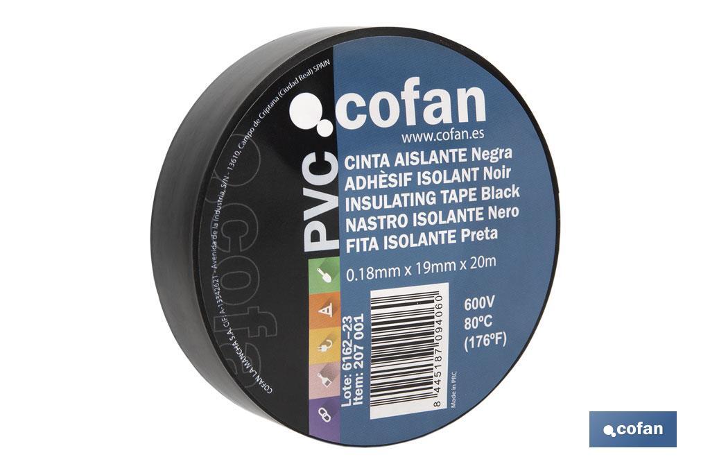 CINTA AISLANTE 180 Micras NEGRA 19mmX20 Metros (PACK: 10 UDS) CINTA AISLANTE 180 Micras NEGRA 19mmX20 Metros (PACK: 10 UDS)