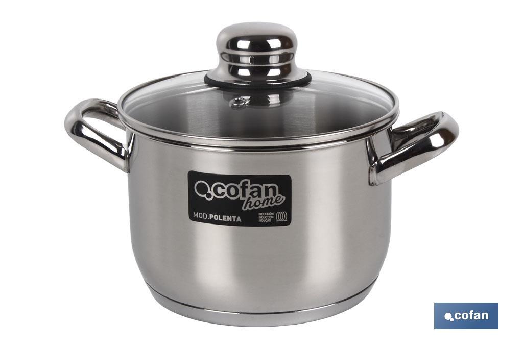 CACEROLA  INOX INDUC.2.L MOD POLENTA T/VIDRIO Ø160 MM (PACK: 1 UDS)