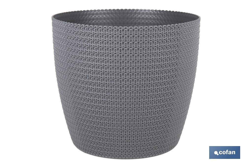 MACETA O MACETERO TRENZADA COLOR GRIS OSCURO PP Ø 141 X 119 MM 1,25 L VENTA UNITARIA (PACK: 1 UDS)