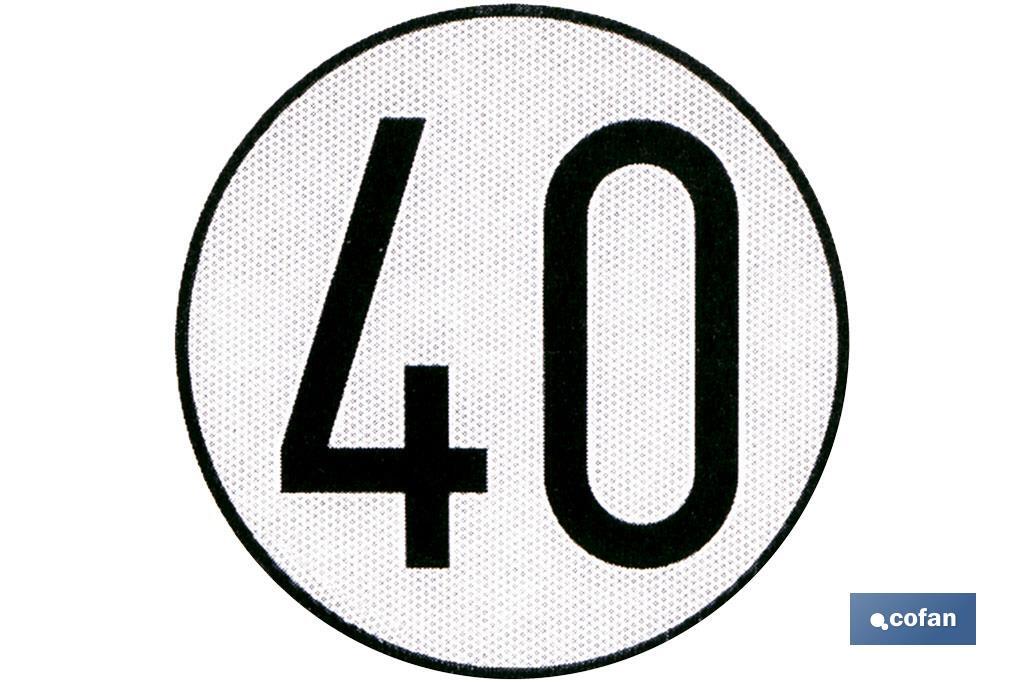 PLACA DE VELOCIDAD HOMOLOGADA 40 (PACK: 1 UDS)