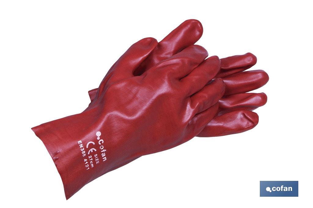 BLÍSTER DE GUANTE DE PVC ROJO 27 CM VENTA UNITARIA (PACK: 1 UDS)