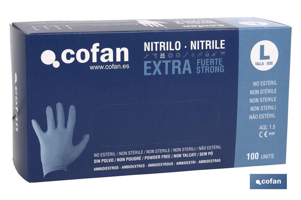 CAJA 100 UDS. GUANTES NITRILO EXTRA FUERTE T - XL