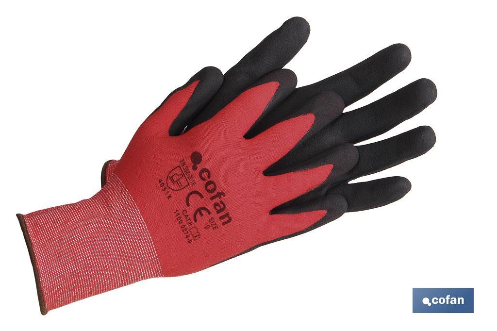 GUANTE IMPREGNADO SANDY COATED ROJO/NEGRO TALLA 10 VENTA UNITARIA (PACK: 1 UDS)