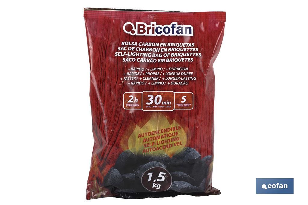 BOLSA CARBON EN BRIQUETAS AUTOENCENDIBLE 1,5 Kgs (PACK: 1 UDS)