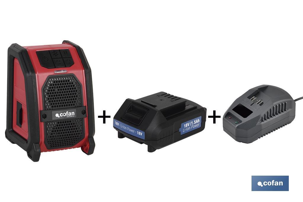 PACK DE ALTAVOZ BLUETOOTH, BATERIA 1.5AH Y CARGADOR