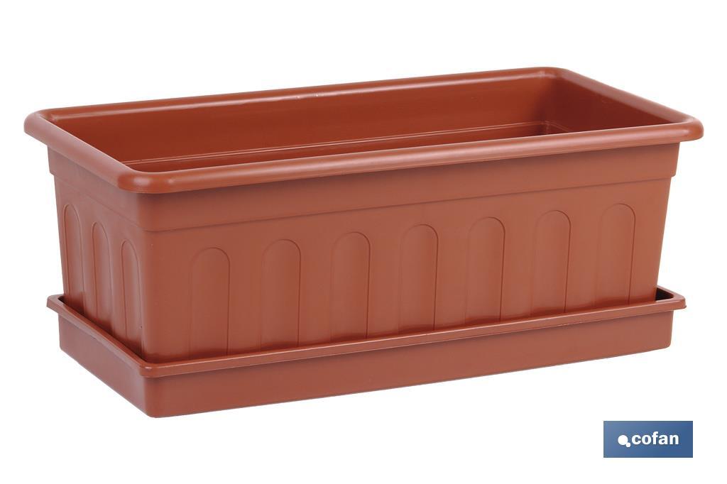 JARDINERA MARRON MODELO AZAHAR 50 X 21.5 X 16 + PLATO 48 X 19.5 CM