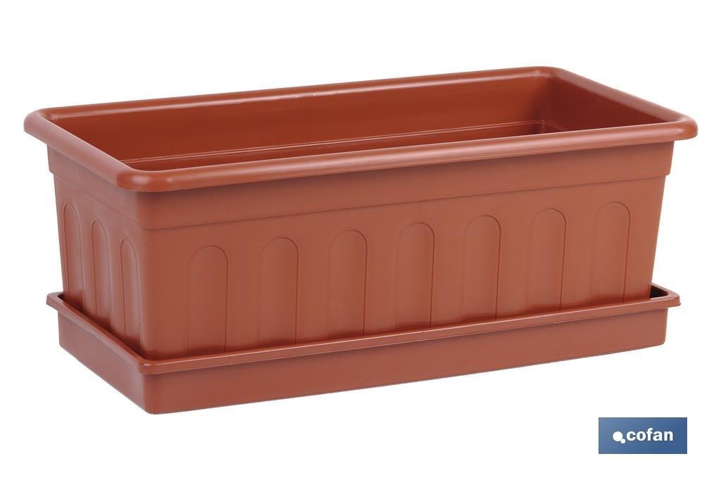 JARDINERA MARRON  MODELO AZAHAR 40X20X15.5+PLATO38X16.6cm venta unitaria (PACK: 1 UDS)