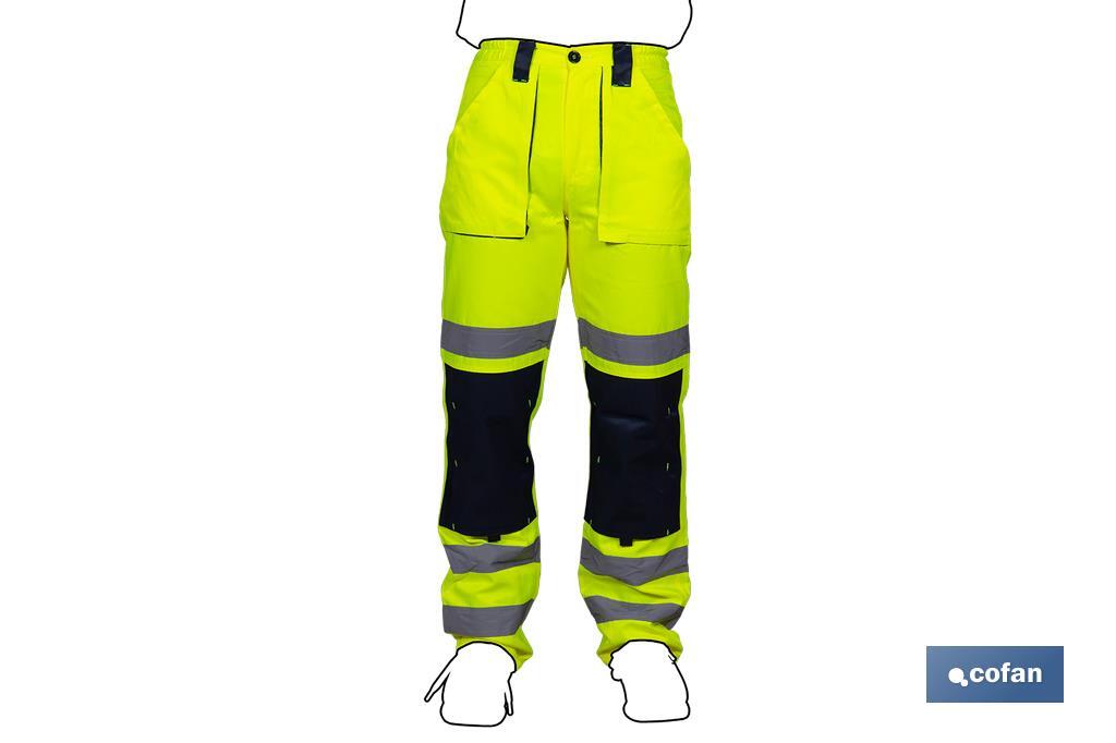 PANTALÓN DE ALTA VISIBILIDAD MODELO SIRIO AMARILLO Y AZUL MARINO TALLA XL (PACK: 1 UDS)