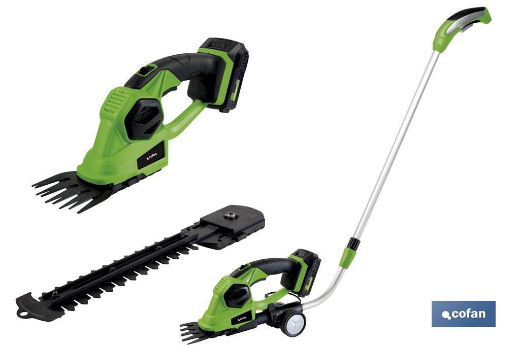 KIT CORTASETOS DE MANO EXTENSIÓN Y RUEDAS A BATERIA LI-ION 18V 1200 RPM (PACK: 1 UDS) KIT CORTASETOS DE MANO EXTENSIÓN Y RUEDAS A BATERIA LI-ION 18V 1200 RPM (PACK: 1 UDS)