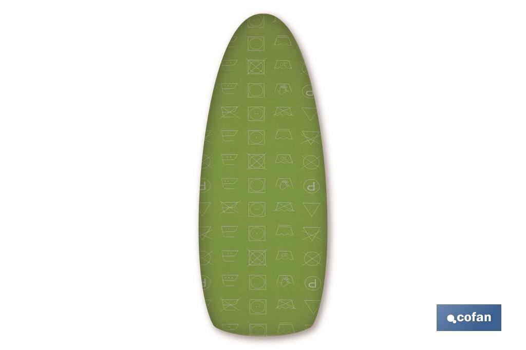 Funda para Tabla de Planchar Universal | Material Algodón | Medidas 140 x 60 cm | Iconos Lavado verde